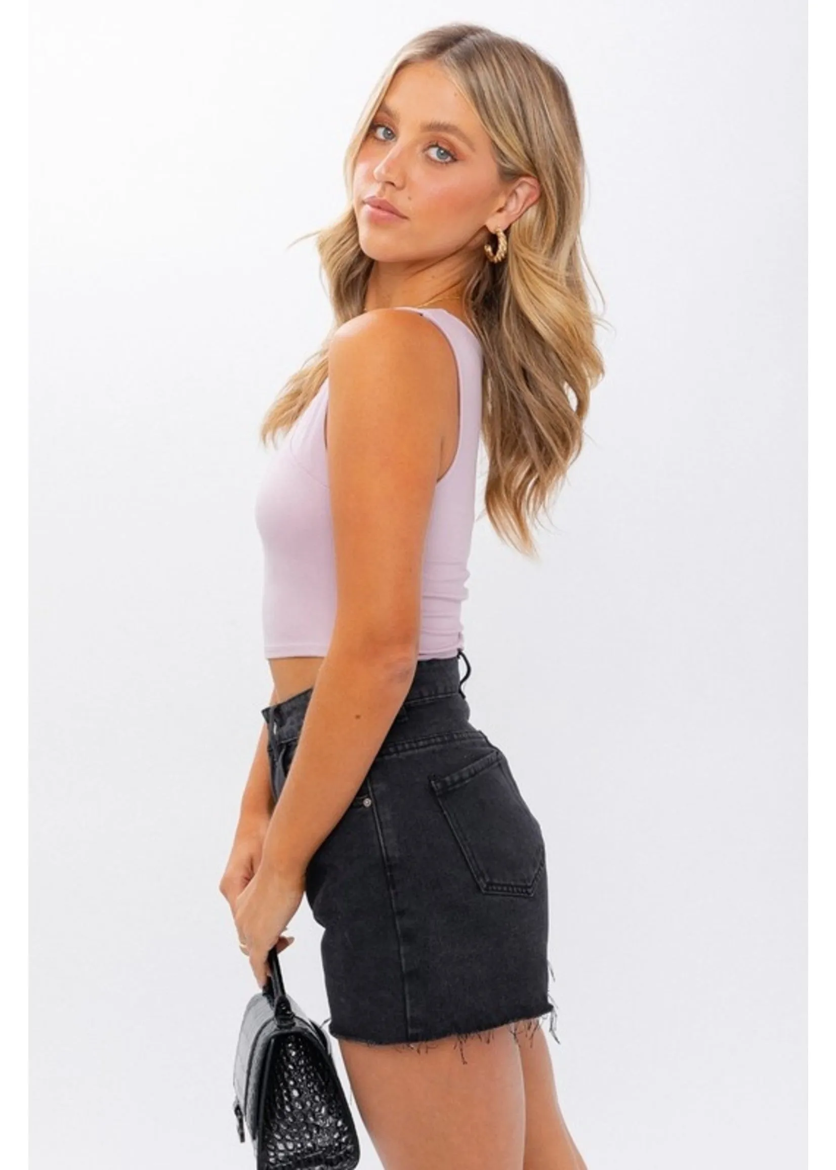 Lilac Ruched Sleeveless Top