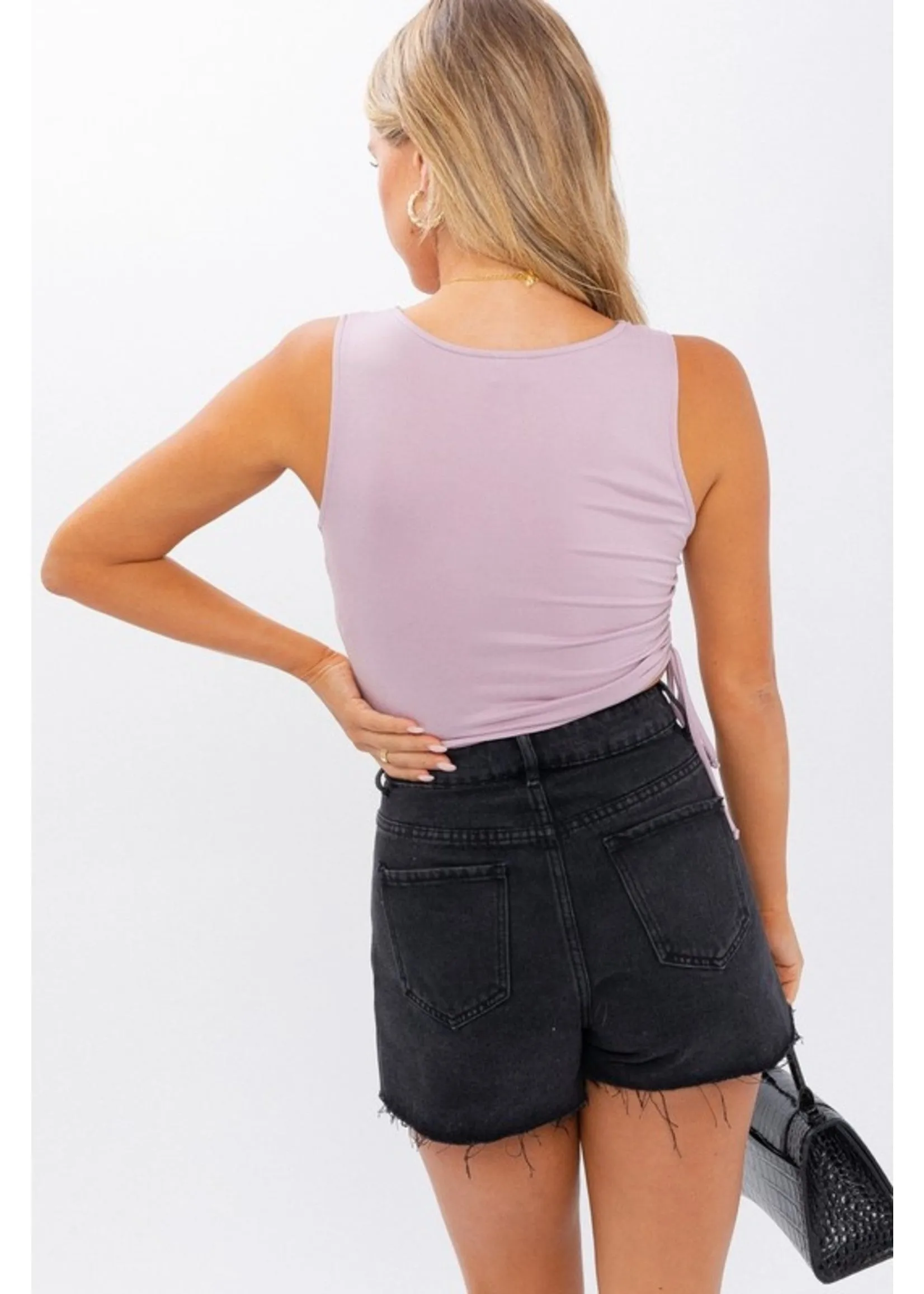 Lilac Ruched Sleeveless Top