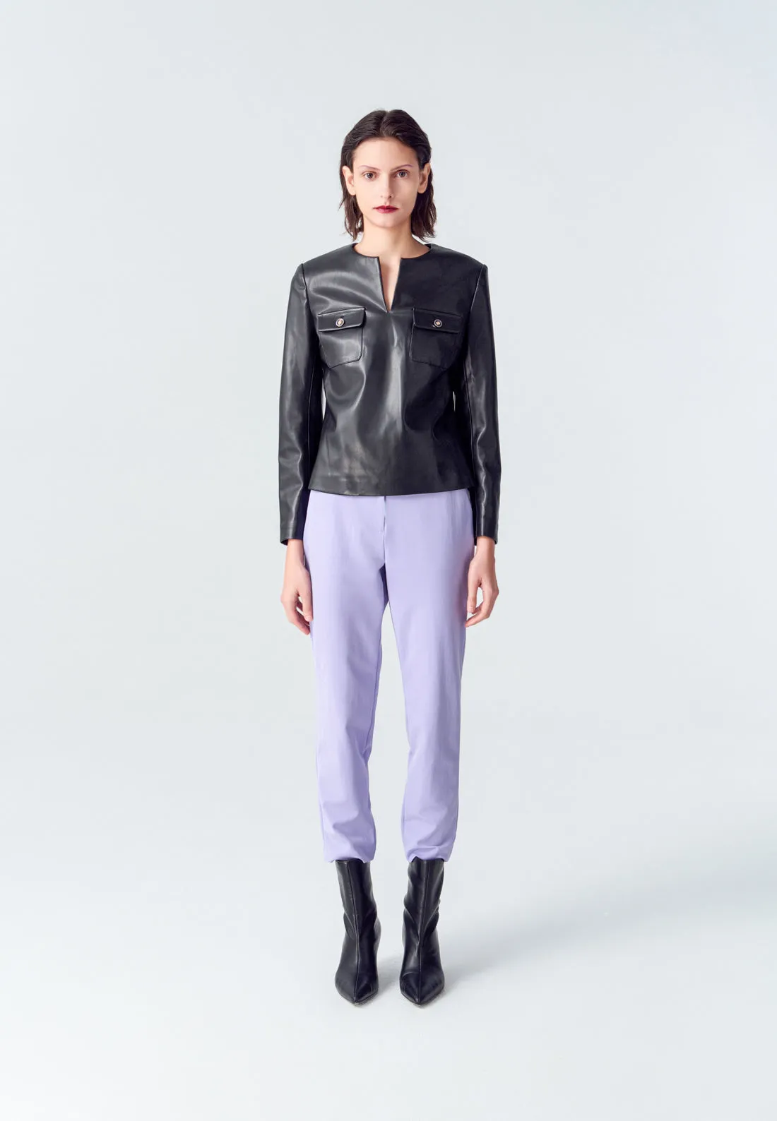 Lilac Straight-leg Crepe Pants