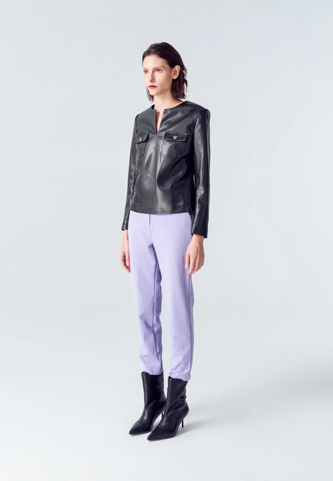 Lilac Straight-leg Crepe Pants