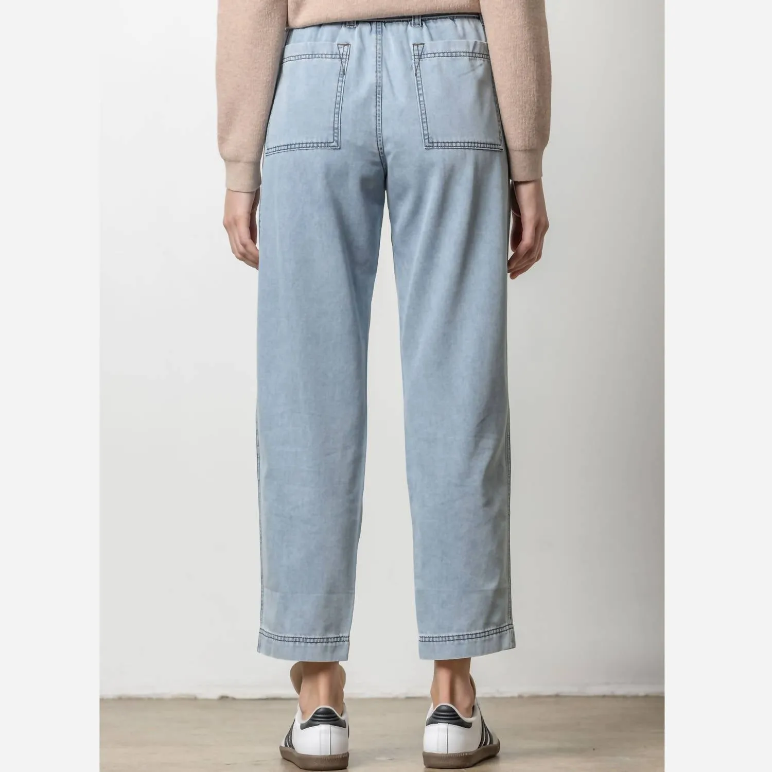 Lilla P Denim Belted Pant In Light Wash