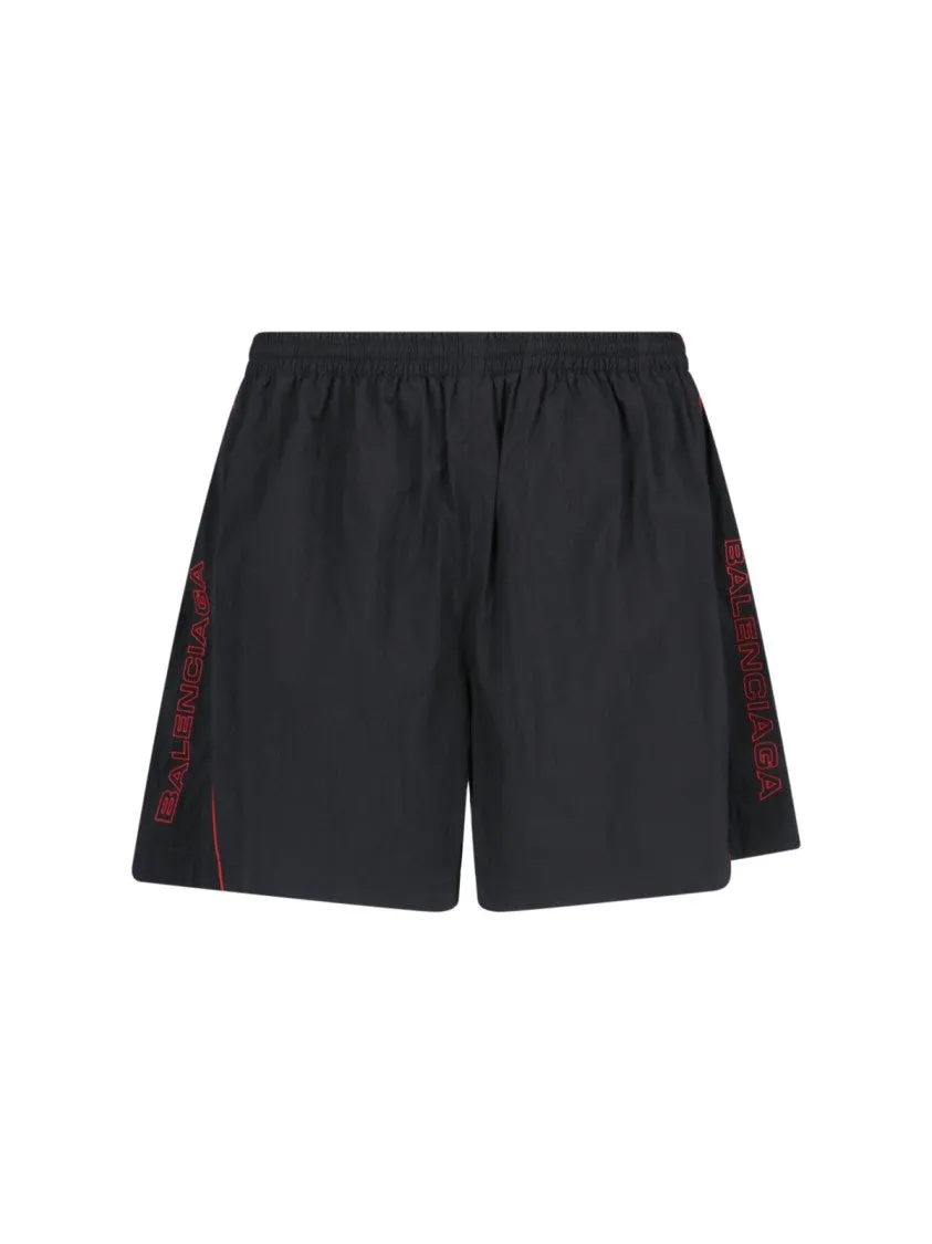 Logo Sports Shorts  Black