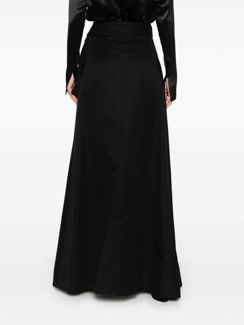 Long Pleated Wrap Skirt