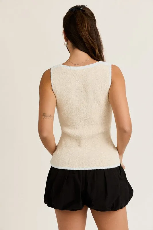 Luce Contrast Square Neck Top