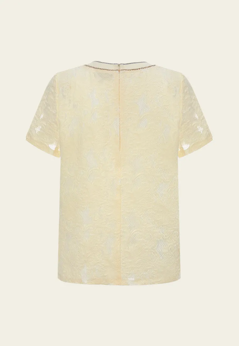 Lurex-detail Jacquard Ribbed T-shirt