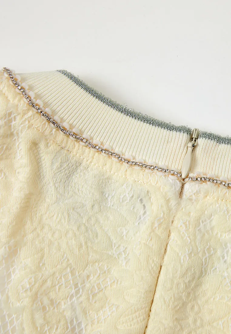 Lurex-detail Jacquard Ribbed T-shirt