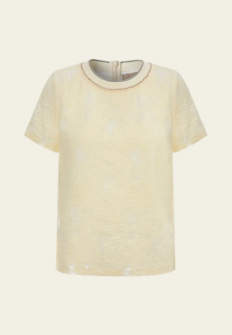 Lurex-detail Jacquard Ribbed T-shirt