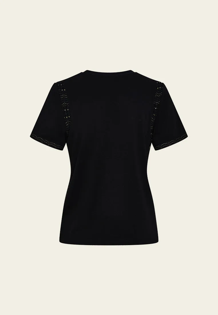 Lurex Lace-embellished Slim-fit T-shirt