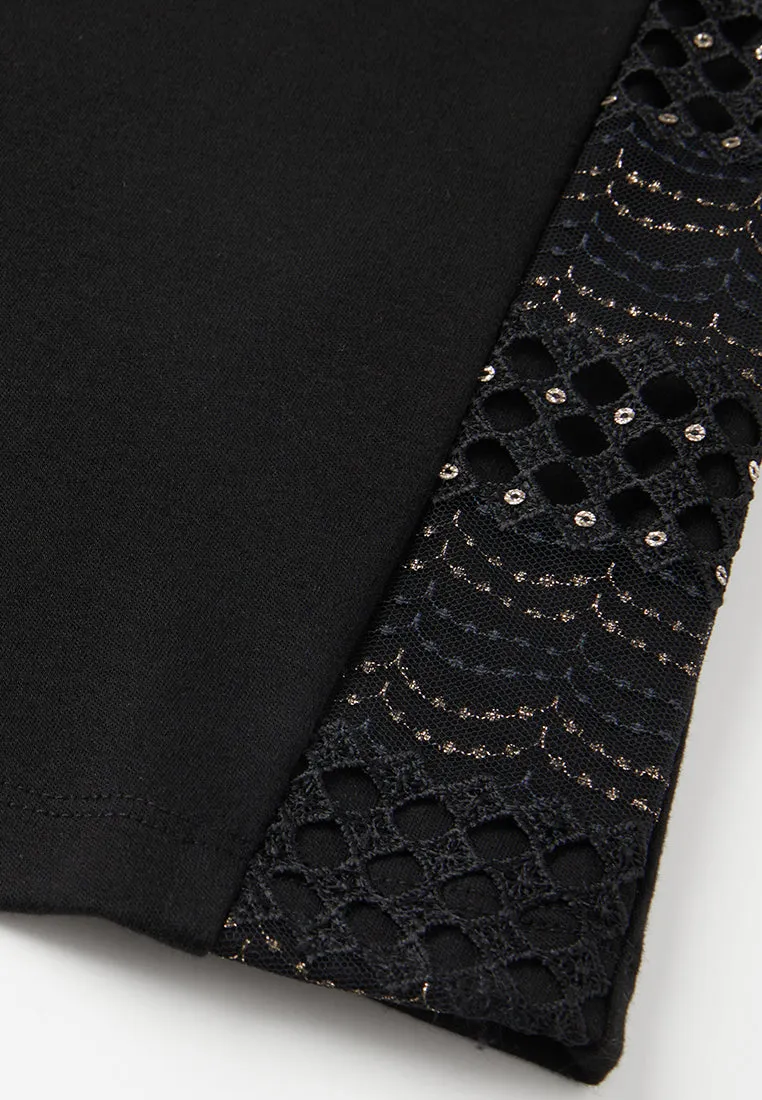 Lurex Lace-embellished Slim-fit T-shirt