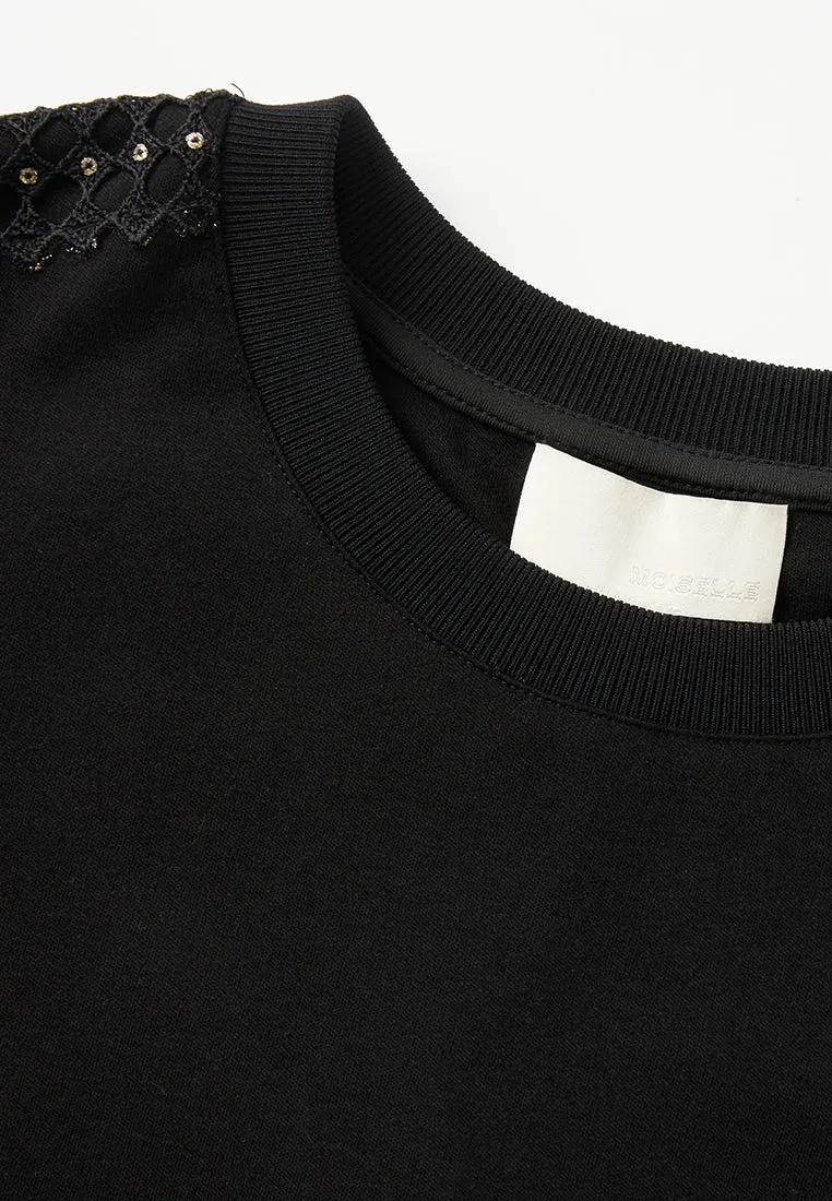 Lurex Lace-embellished Slim-fit T-shirt
