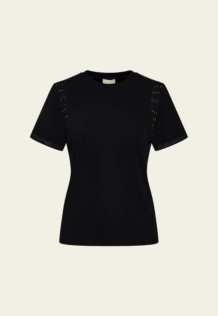 Lurex Lace-embellished Slim-fit T-shirt