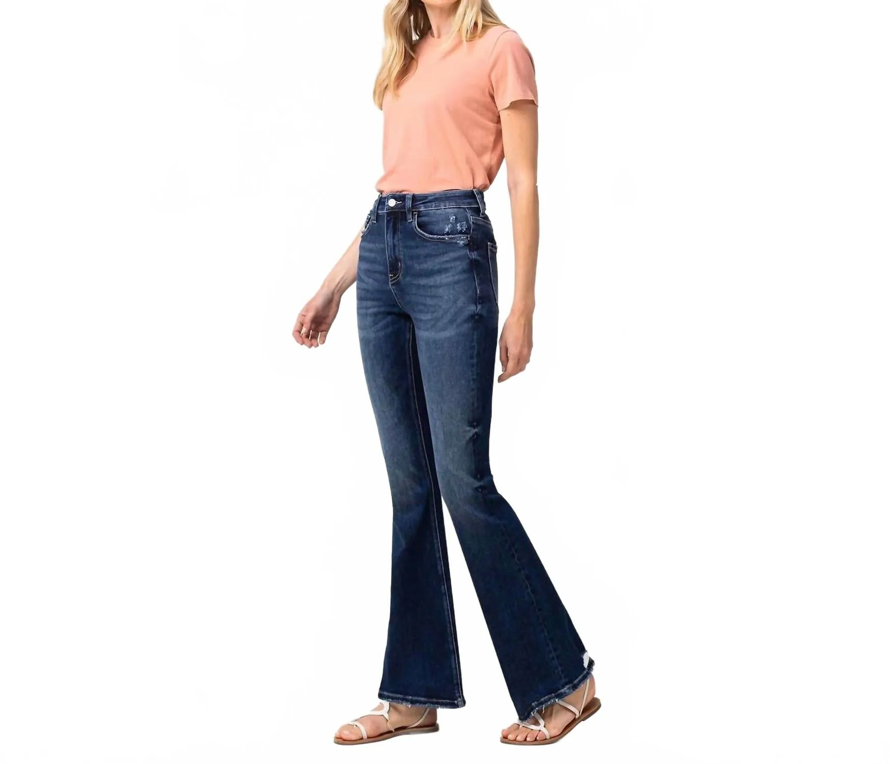 Magic Super High Rise Flare Jeans In Dark Blue