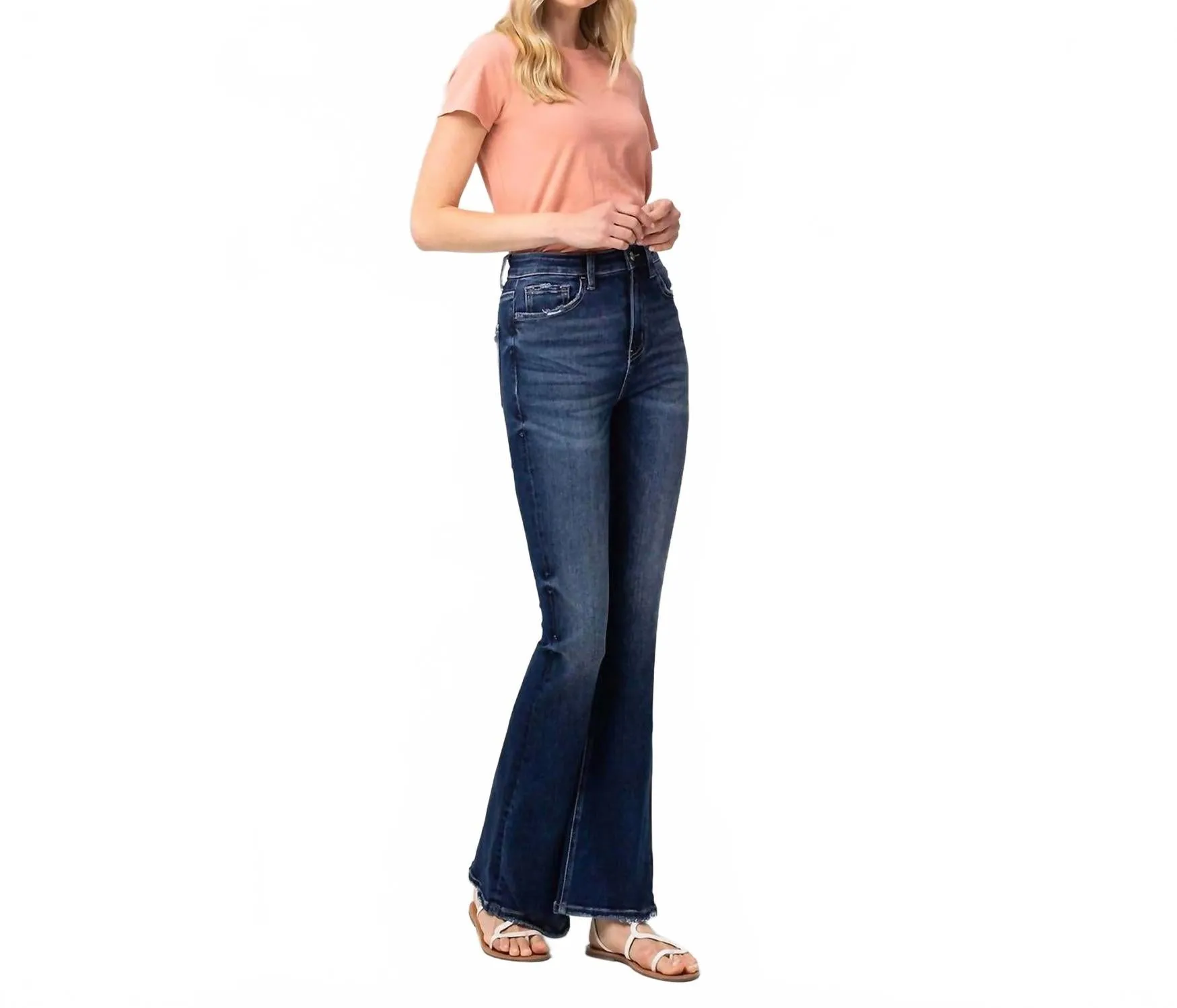 Magic Super High Rise Flare Jeans In Dark Blue