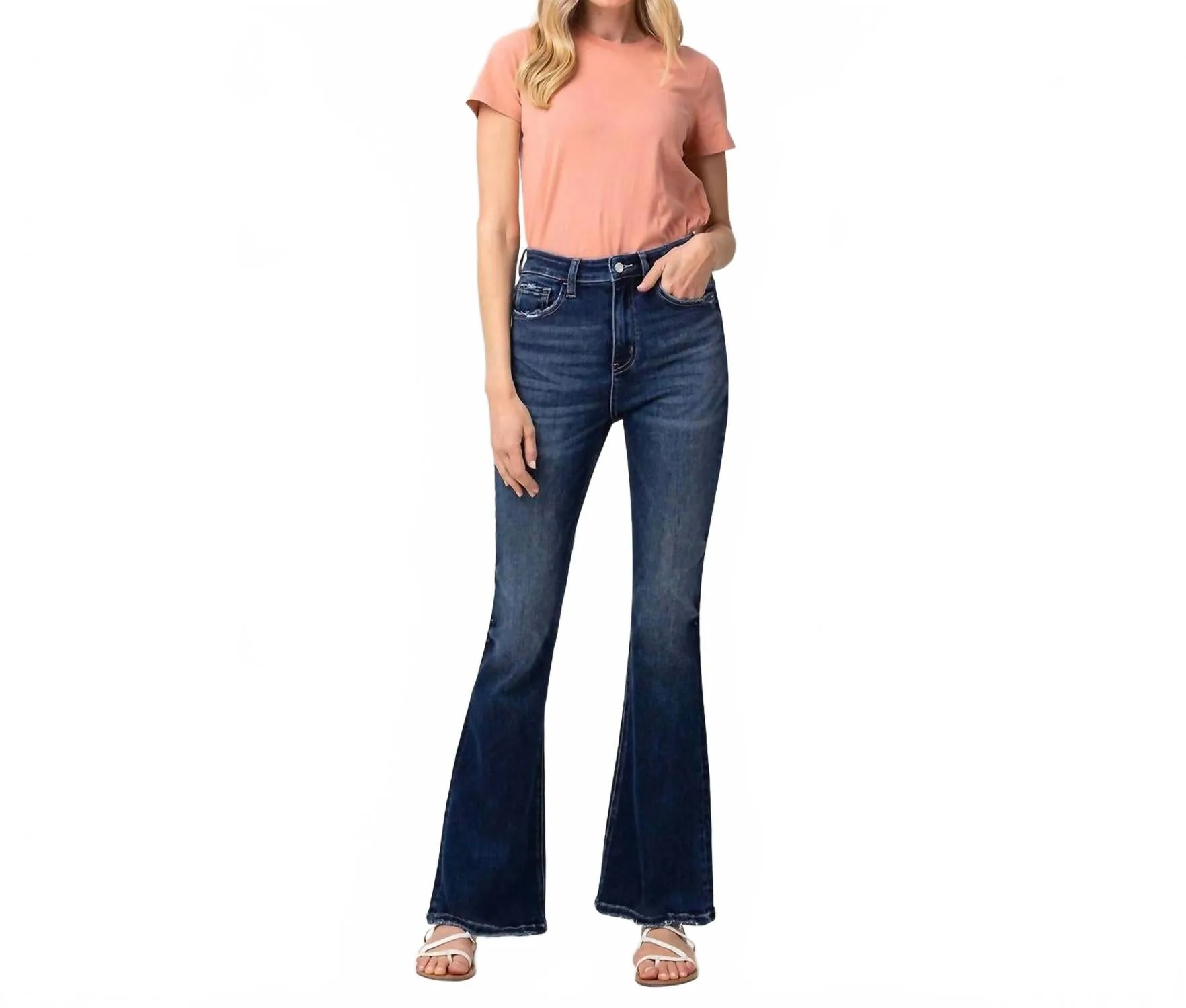 Magic Super High Rise Flare Jeans In Dark Blue