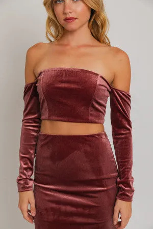 Making Magic Long Sleeve Off Shoulder Velvet Top - Medium
