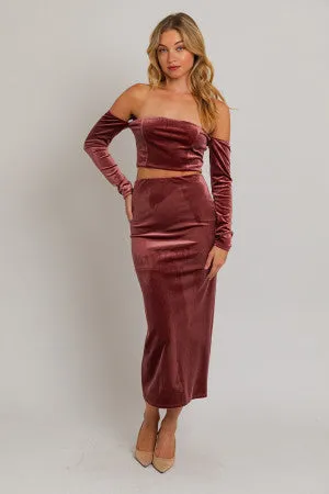 Making Magic Long Sleeve Off Shoulder Velvet Top - Medium