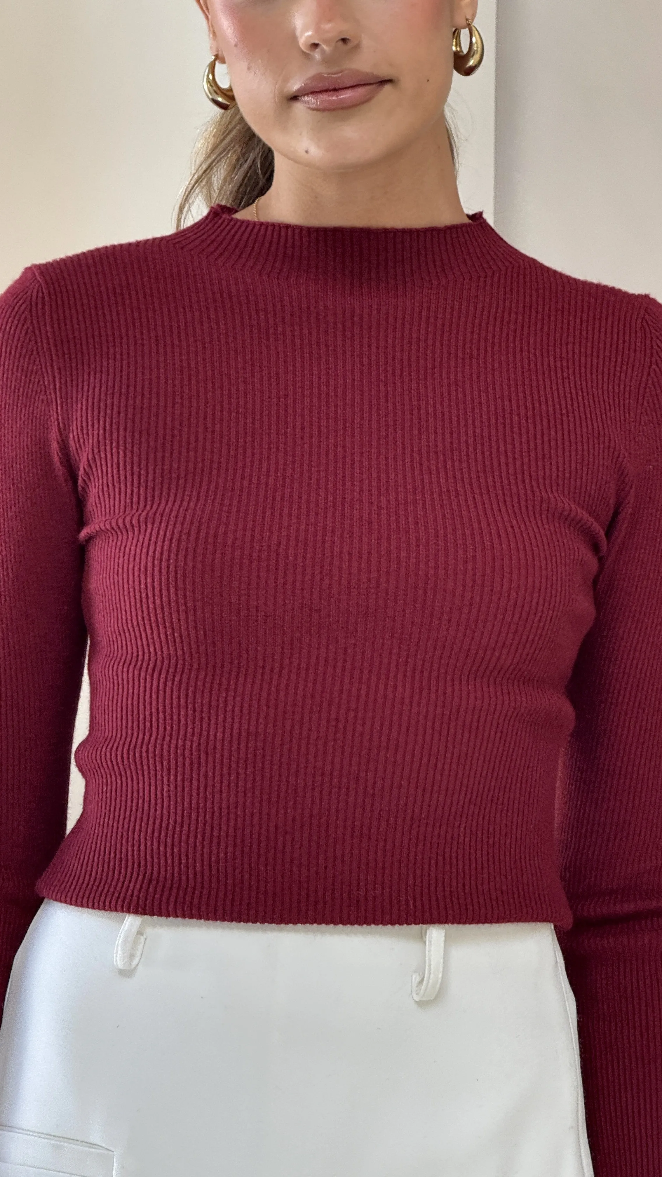 Malani Long Sleeve Top - Burgundy