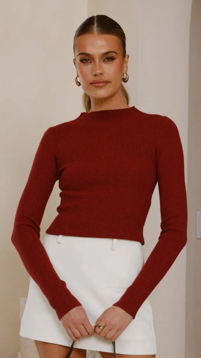 Malani Long Sleeve Top - Burgundy