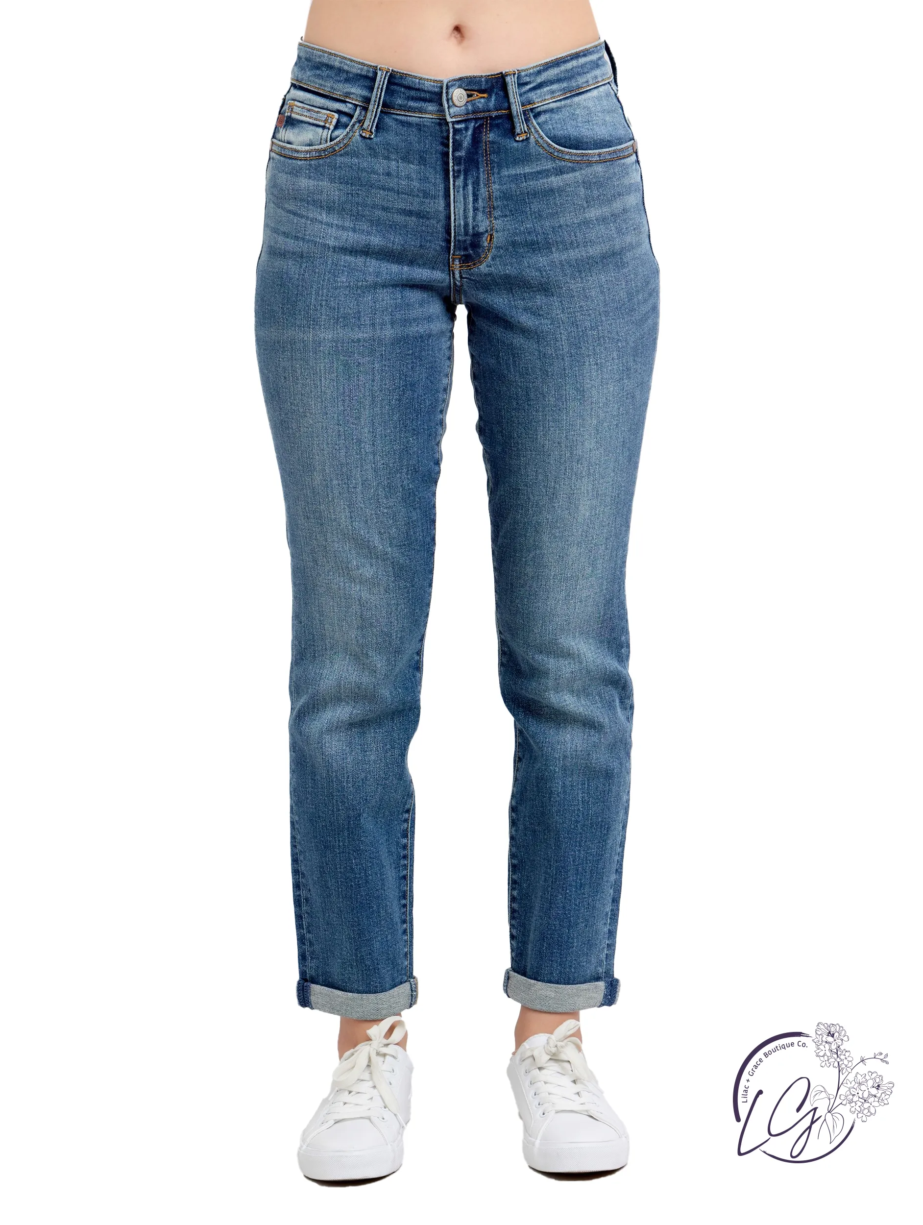 Marigold Mid-Rise Boyfriend Non-Distressed by Judy Blue