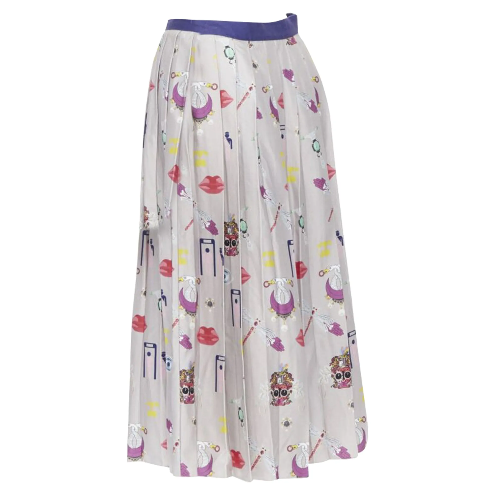 Mary Katrantzou mixed illustration print pleated midi skirt