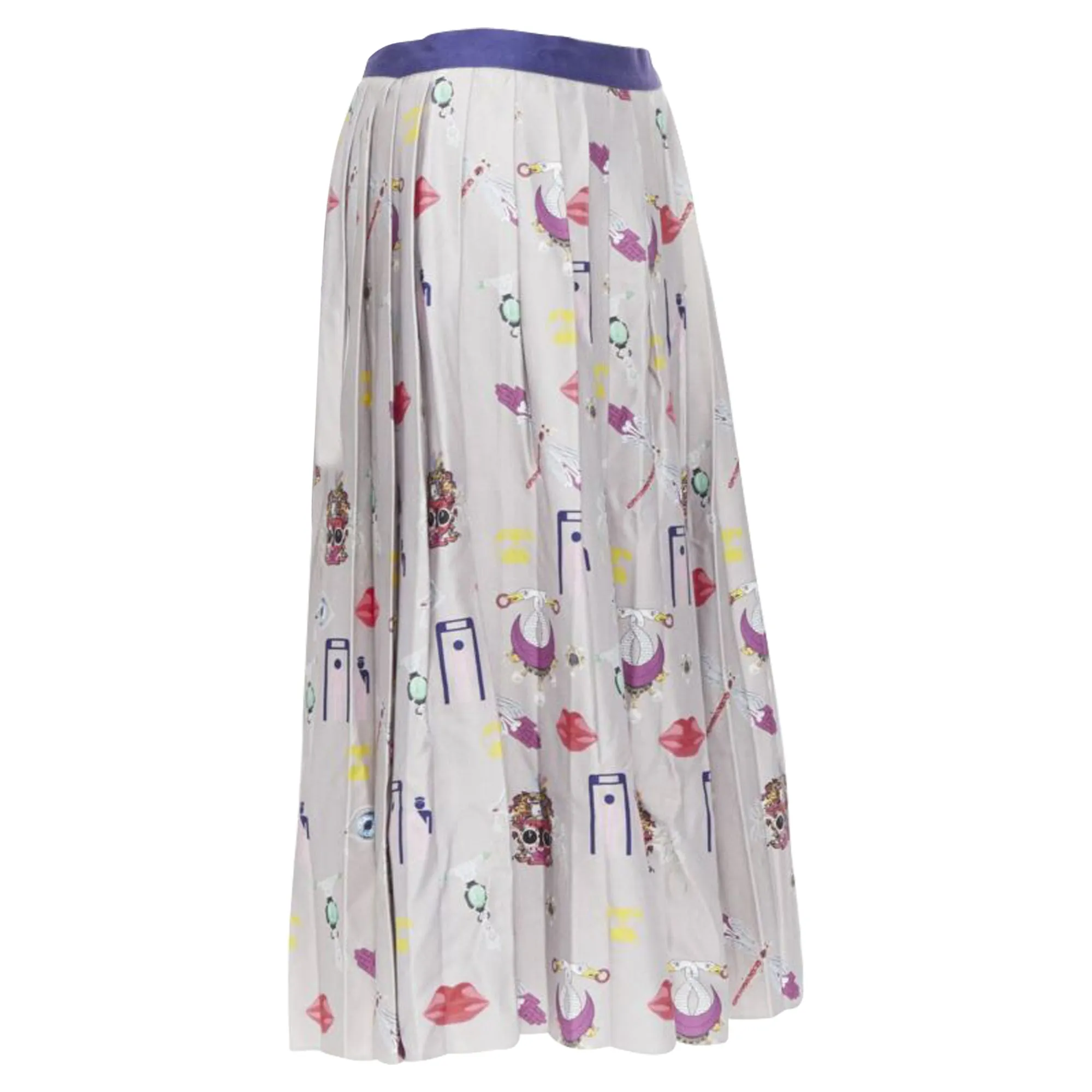 Mary Katrantzou mixed illustration print pleated midi skirt