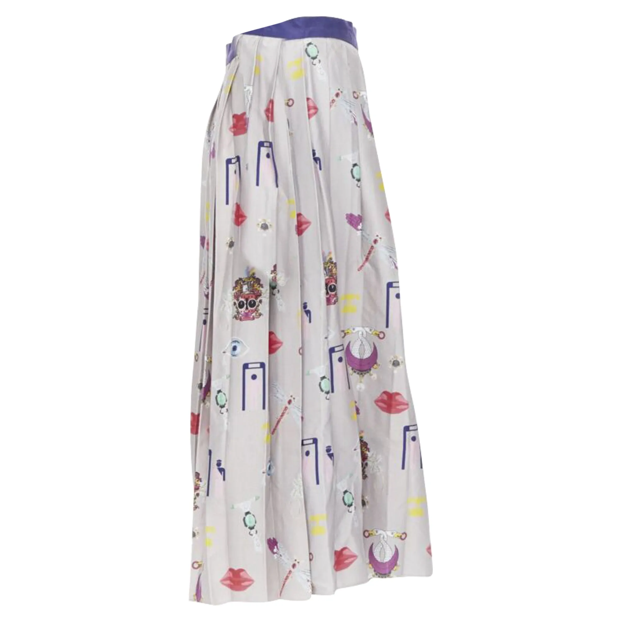 Mary Katrantzou mixed illustration print pleated midi skirt