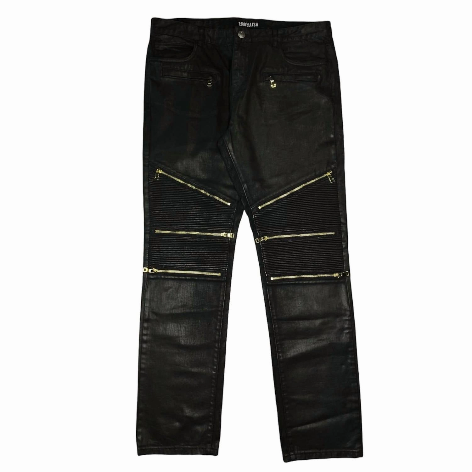 Men's Moto Jean In Black/gold