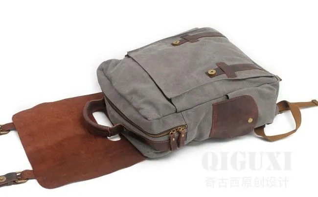 Mens Canvas Leather Backpack Canvas Hiking Backpack Canvas Travel Backpack for Men