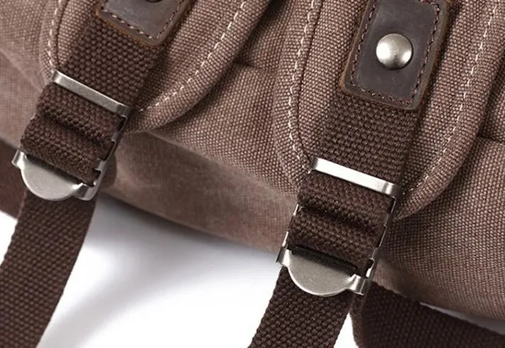 Mens Canvas Leather Backpack Canvas Travel Backpack Canvas School Backpacks for Men