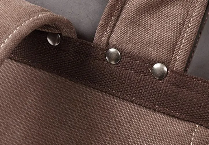 Mens Canvas Leather Backpack Canvas Travel Backpack Canvas School Backpacks for Men
