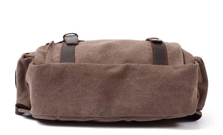 Mens Canvas Leather Backpack Canvas Travel Backpack Canvas School Backpacks for Men