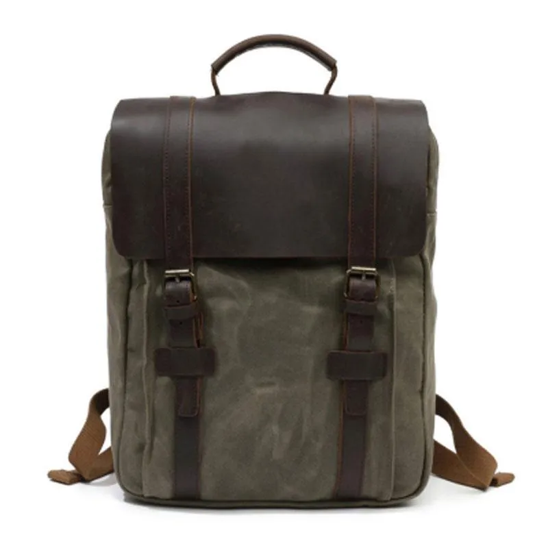 Mens Canvas Leather Backpack Canvas Travel Backpacks Canvas School Backpacks for Men