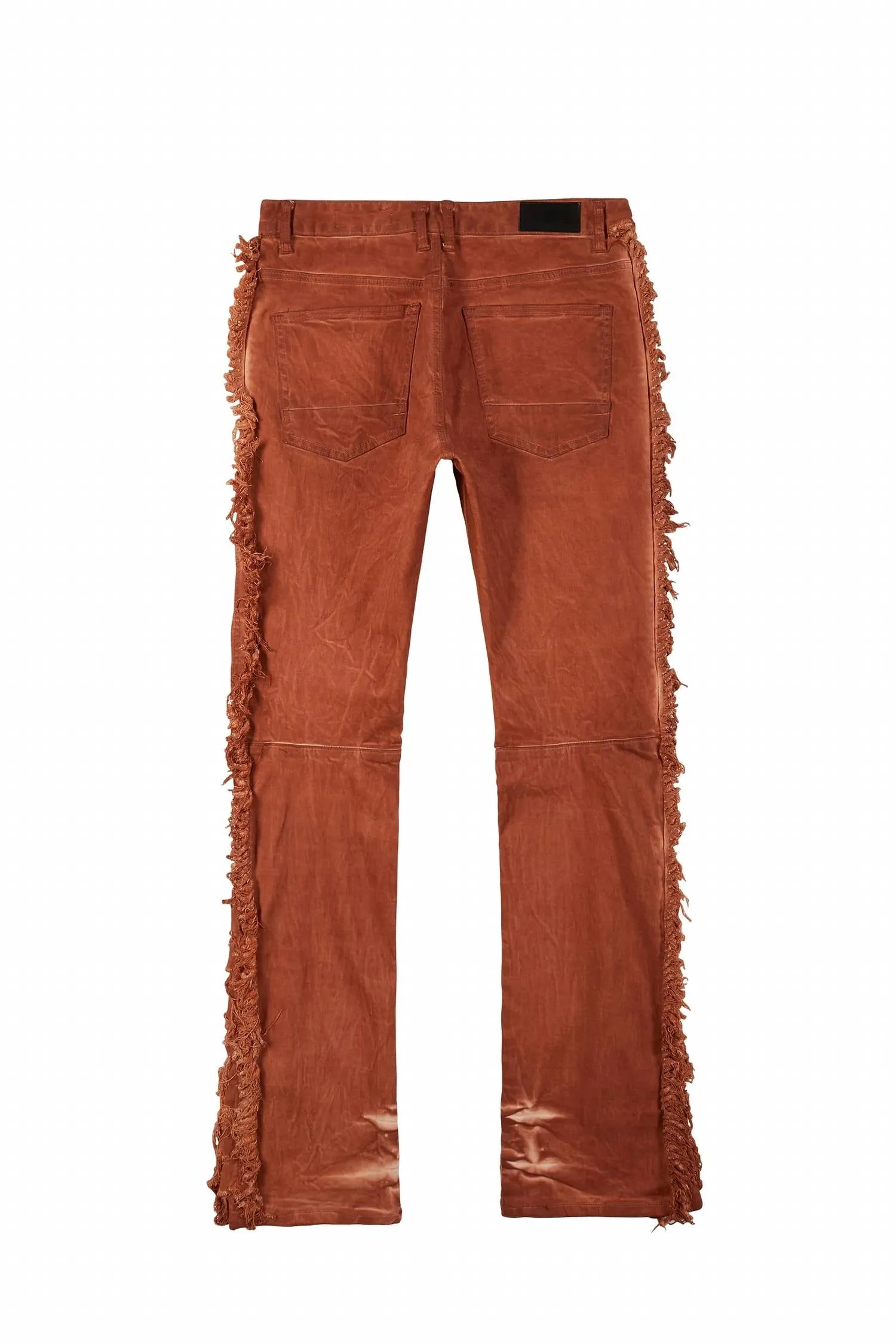 Men's Frayed Stacked Denim Jean In Rust