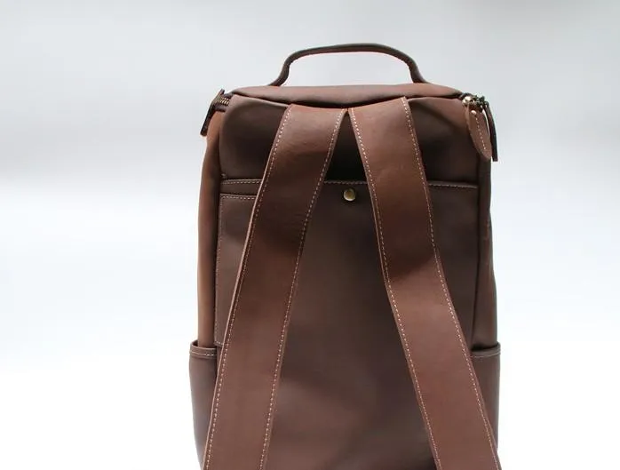 Mens Leather Barrel Backpack Cool Travel Bag Weekender Bag for men