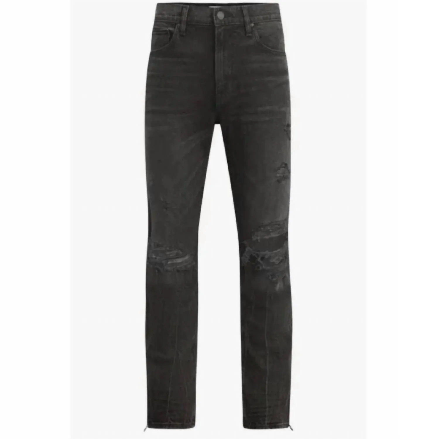Men's Walker Ripped Kicked Flare Bootcut Jeans In Destructed Black
