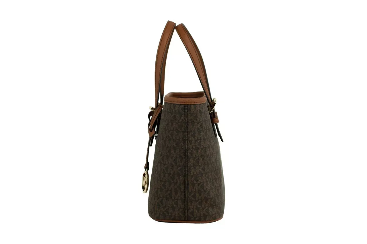 Michael Kors Jet Set Brown Signature XS Carryall Bag Purse