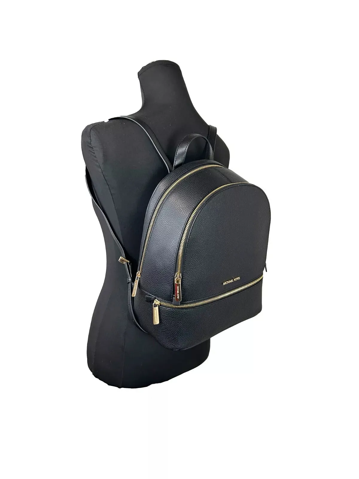 Michael Kors Rhea Medium Leather Backpack Bookbag Black