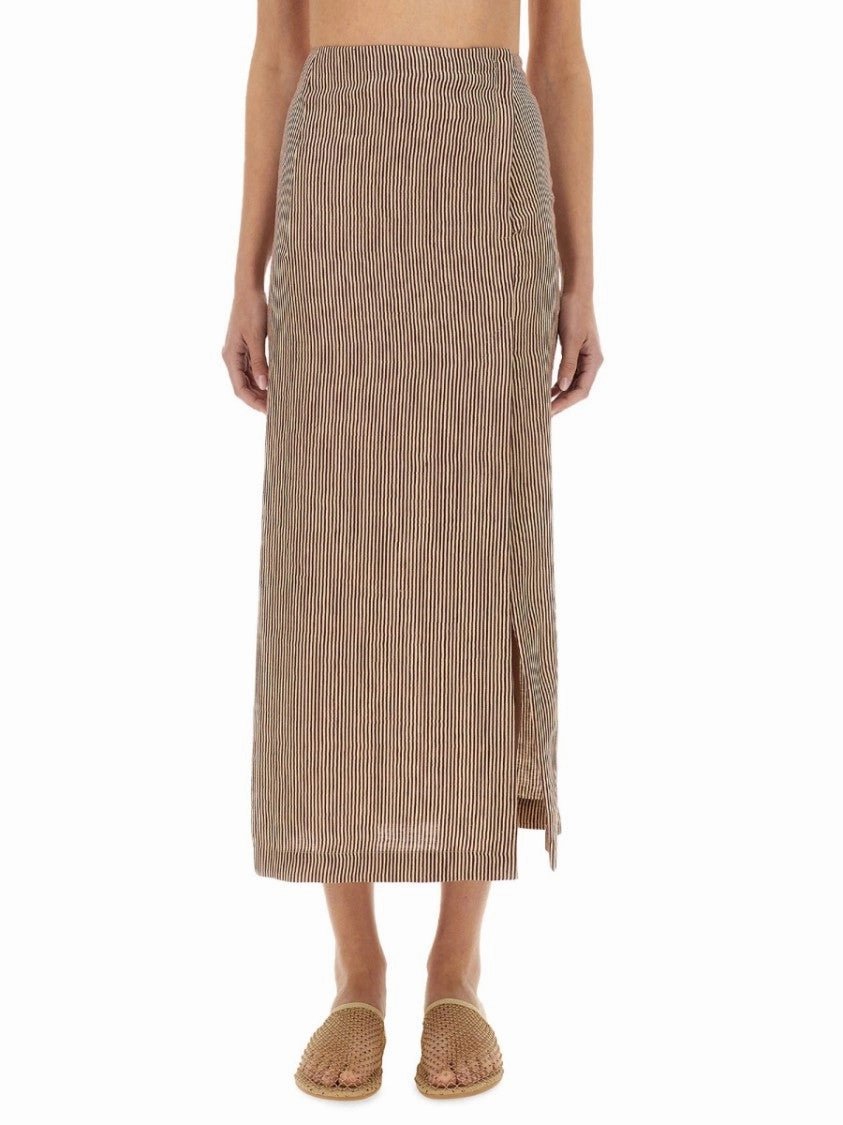 Micro Stripe Longuette Skirt
