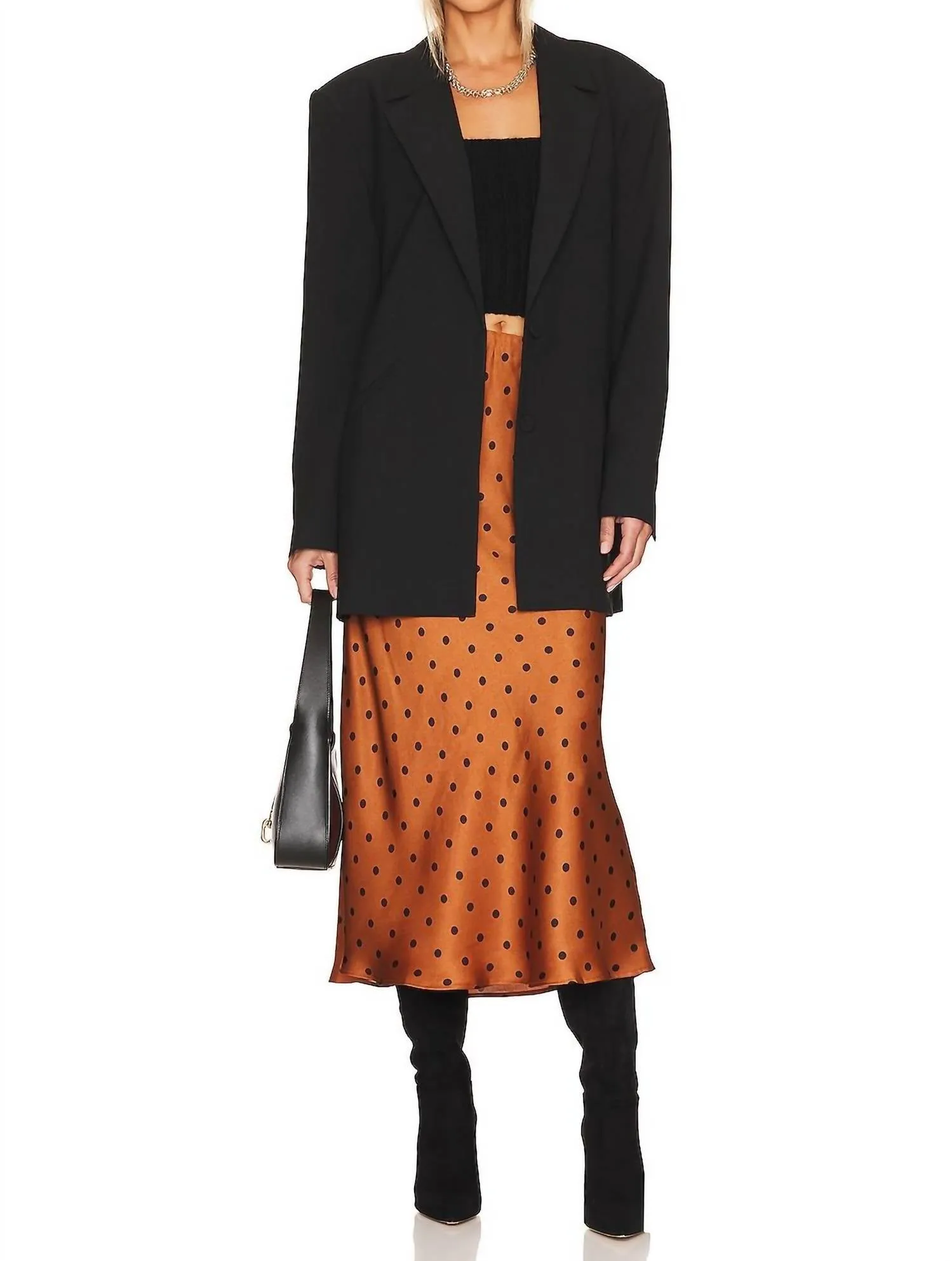 Milan Bias Cut Skirt In Rust & Black