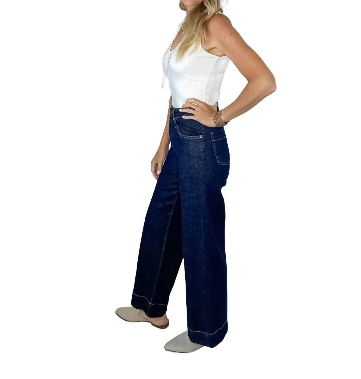 Milan High-Rise Wide Leg Jean In Denim Rinse Blue