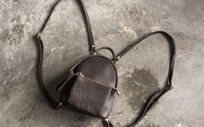 Mini LEATHER WOMEN Small Backpack Purses Cute Vintage School Backpacks FOR WOMEN