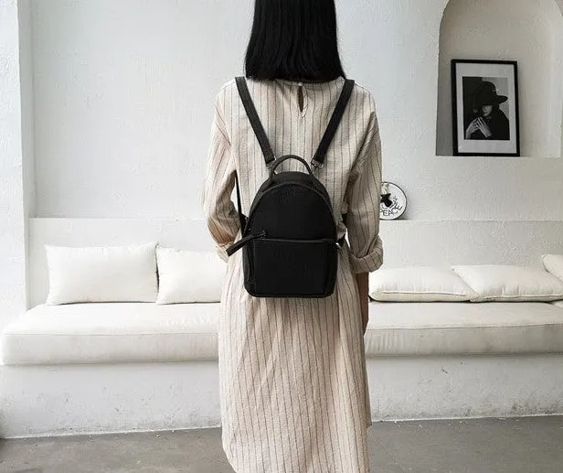 Mini LEATHER WOMEN Small Backpack Purses Cute Vintage School Backpacks FOR WOMEN