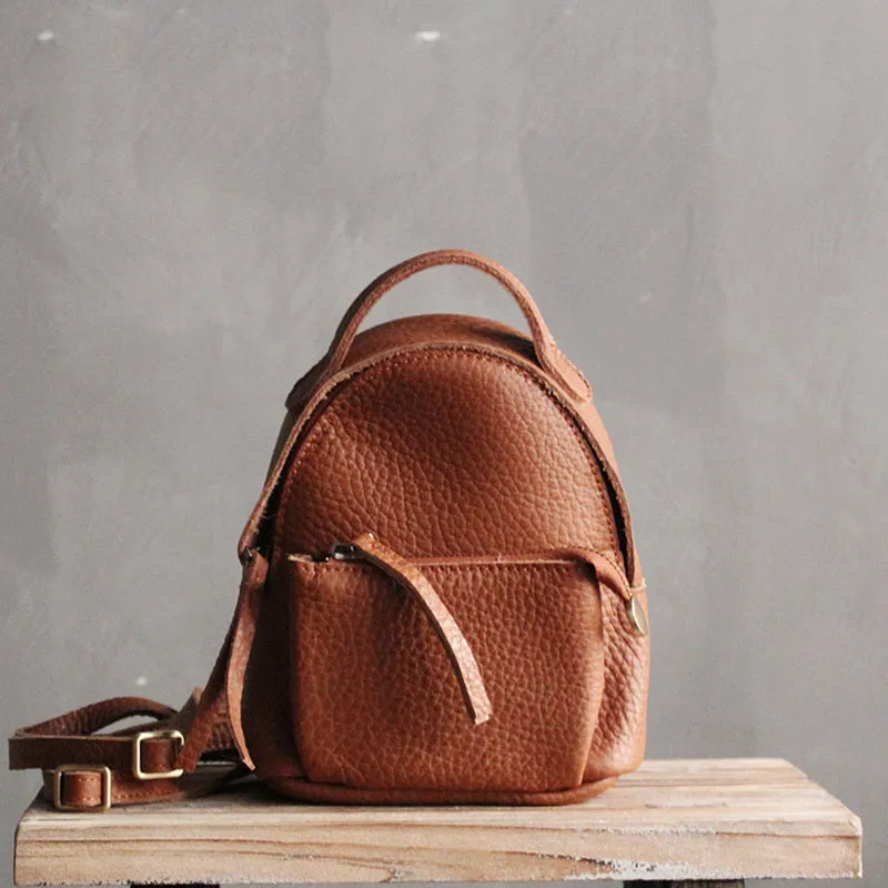 Mini LEATHER WOMEN Small Backpack Purses Cute Vintage School Backpacks FOR WOMEN