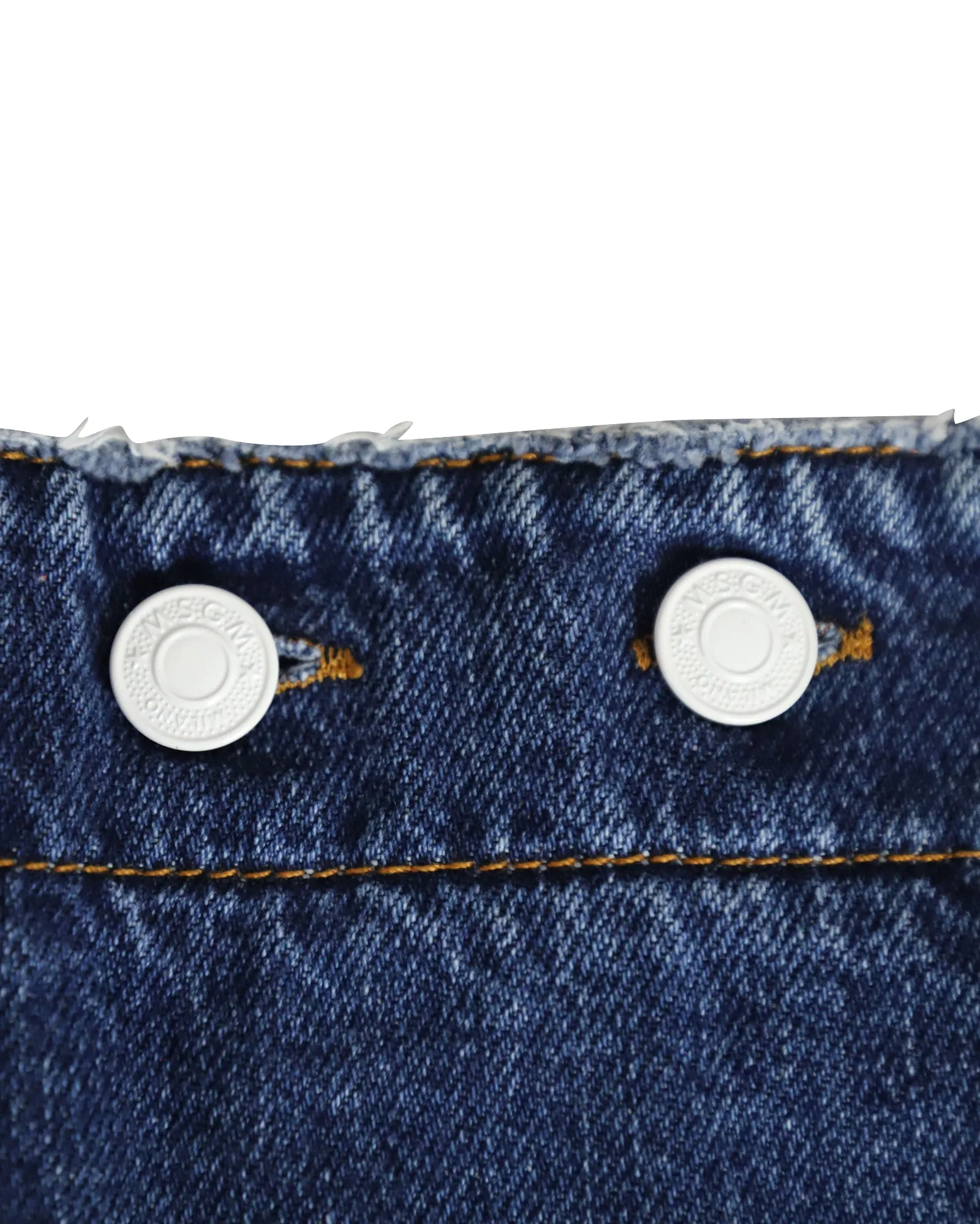 MSGM Button Detail Pencil Skirt in Blue Cotton Denim