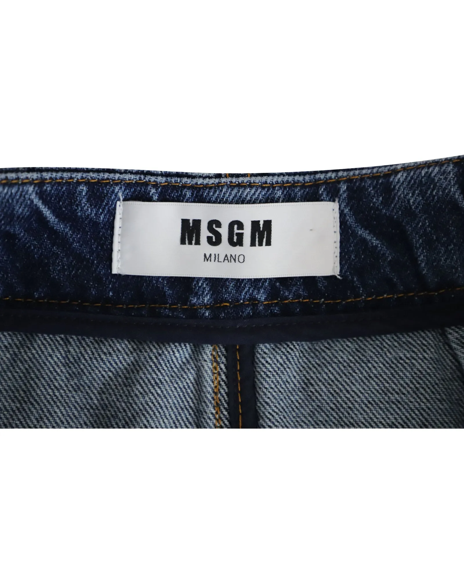 MSGM Button Detail Pencil Skirt in Blue Cotton Denim