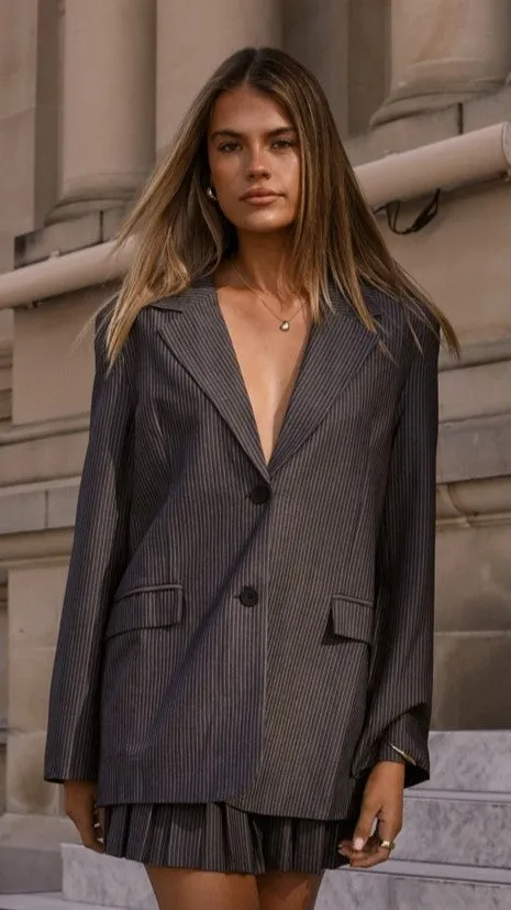 MVN - Newport Pinstripe Blazer - Dark Grey