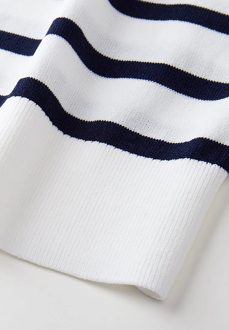 Navy Blue Stripped Knitted Top