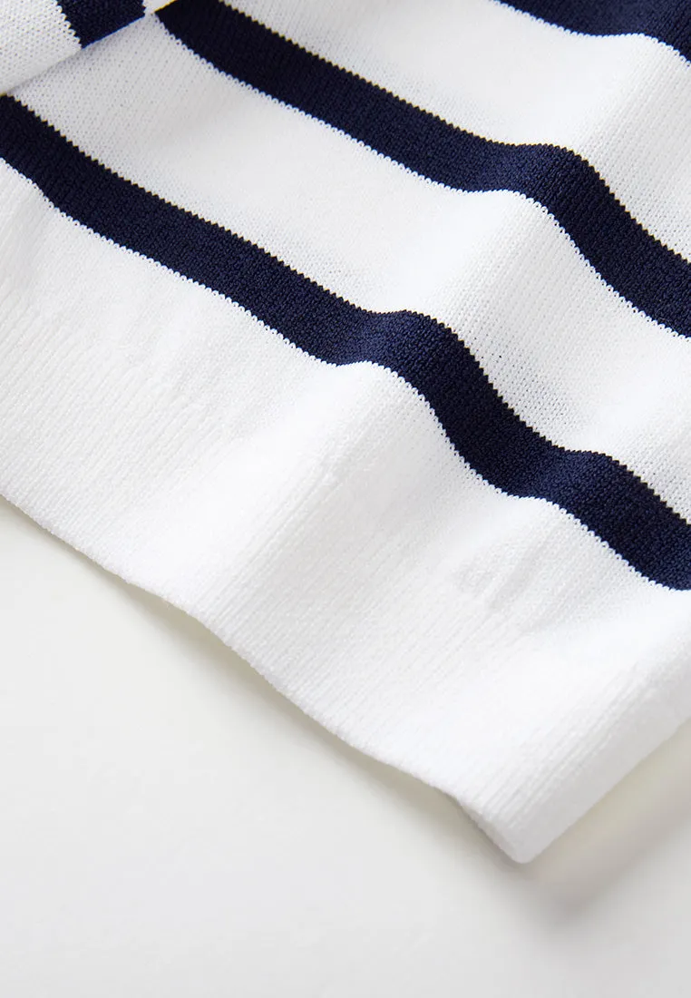 Navy Blue Stripped Knitted Top