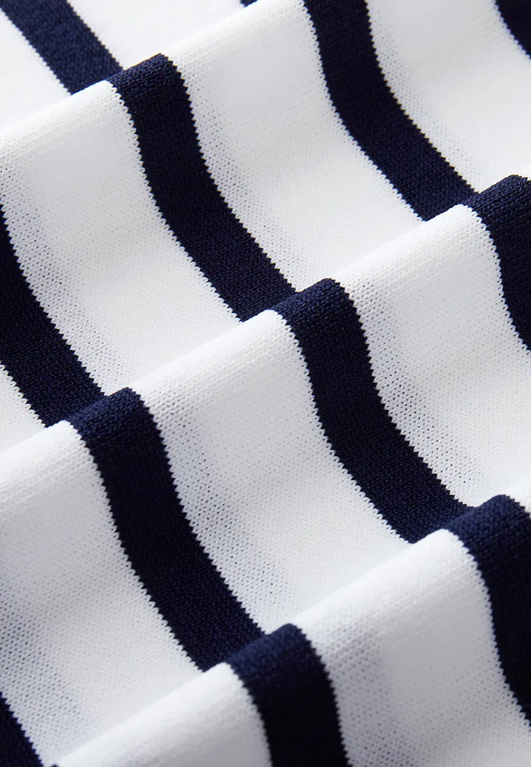 Navy Blue Stripped Knitted Top
