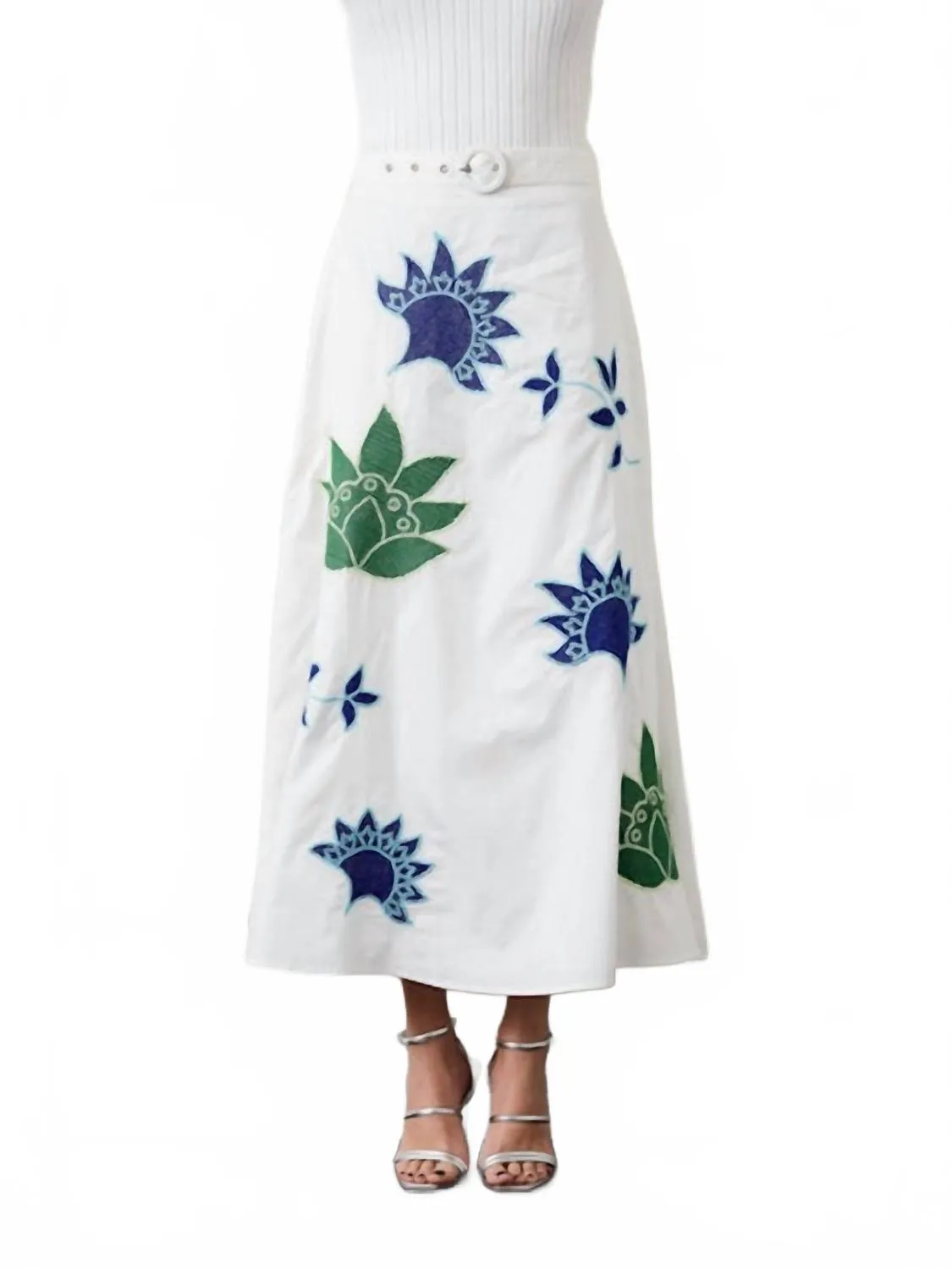 Nia Embroidered Skirt In White